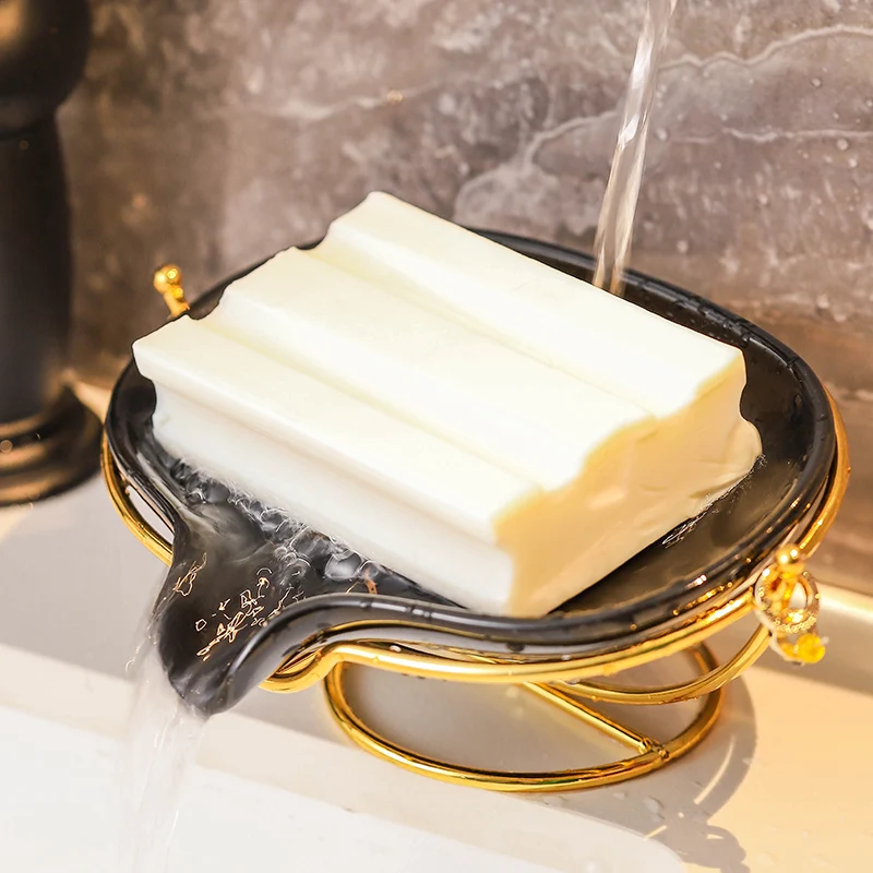 

Light Luxury Ceramics Soap Dish Draining Soap Packaging Boxes Soap Holders Kitchen Organizer Soap Sleeve Bathroom Shelves 2022