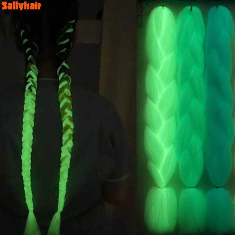 

SallyHair Synthetic Braiding 24inch Luminous Jumbo Braids Shining hair In The Darkness Glowing Braiding Hair 100g