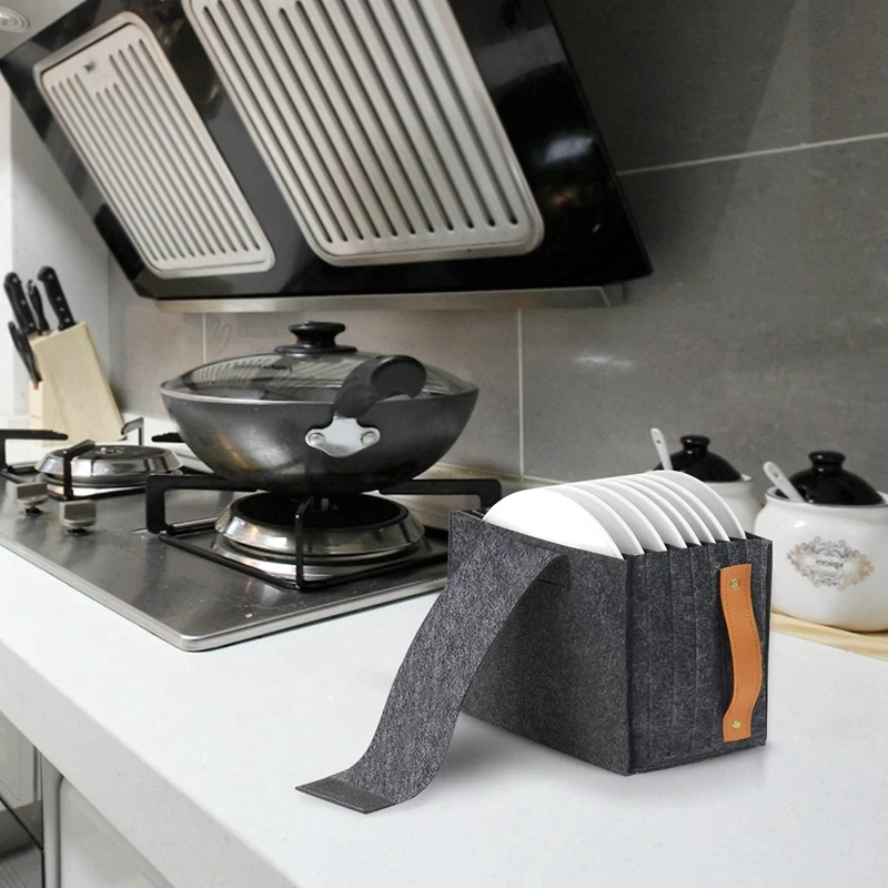 

HOT SALE Foldable Plate And Bowl Holder Portable Felt Storage Bag For Home Kitchen Camping Tableware Storage Felt Dish Holder