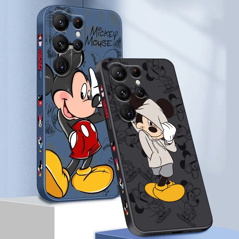 

Disney Mouse Mickey Hot Art Liquid Left Rope For Samsung Galaxy S23 S22 S21 S20 FE S10 Ultra Plus Lite 5G Cover Phone Case