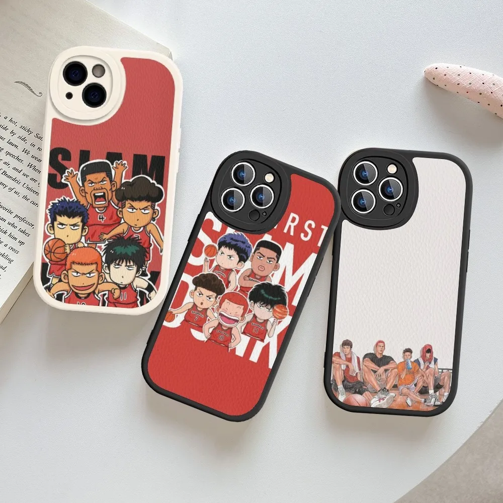 Коврик для мыши в стиле аниме Slam Dunk из твердой кожи iPhone 14 13 12 Mini 11 Pro Max Xs X Xr 7 8 Plus Fundas