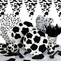 cow theme disposable tableware set disposable paper plate straw cup cow for wedding birthday decoration party supplies