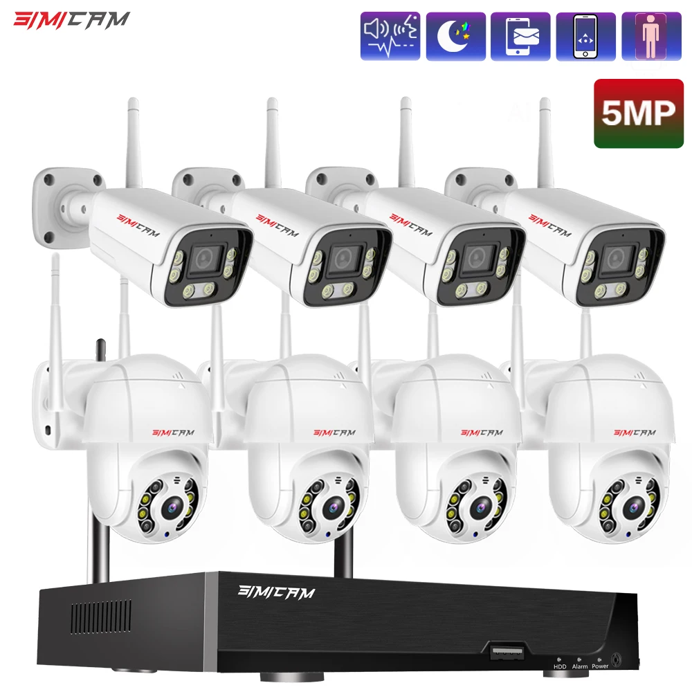 8ch P2p Nvr Two Way Audio Wifi Ip 2/4/6/8pcs Option Ptz Dome Bullet Cam