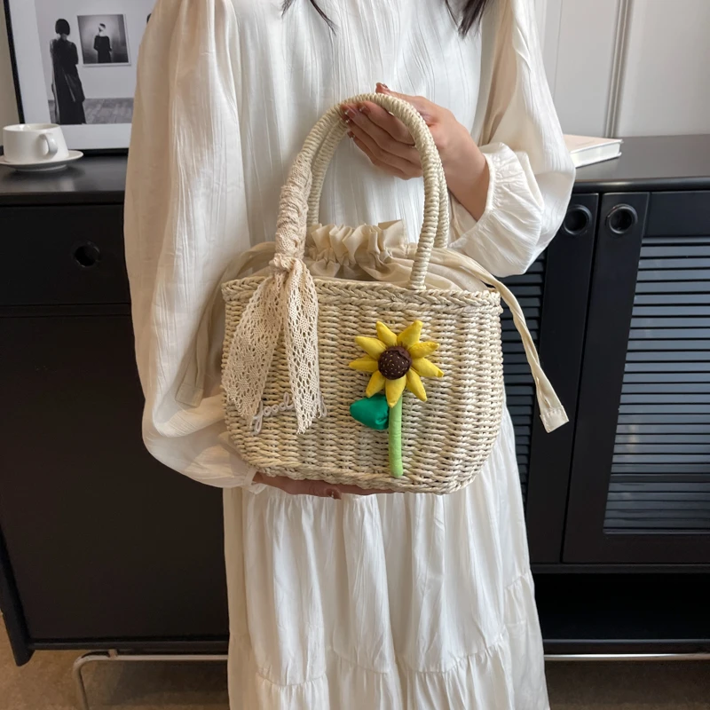 

Straw Bags for Women 2023 Summer Hand-Woven Rattan Bag Handmade Woven Purse Wicker Beach Bag Bohemia Bali Handbag bolsos mimbre