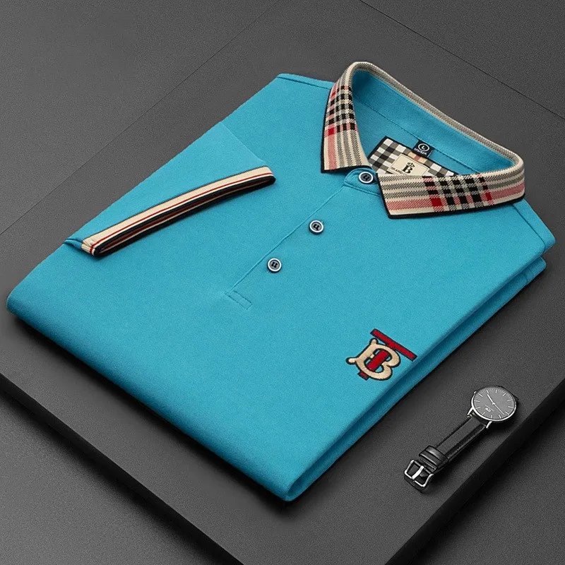 

Модная мужская одежда, мужская рубашка-поло, лето 2022, модная деловая Однотонная футболка с вышитым логотипом и коротким рукавом, Топ