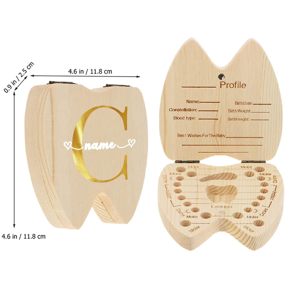 Деревянная коробка для зубов с именем на заказ