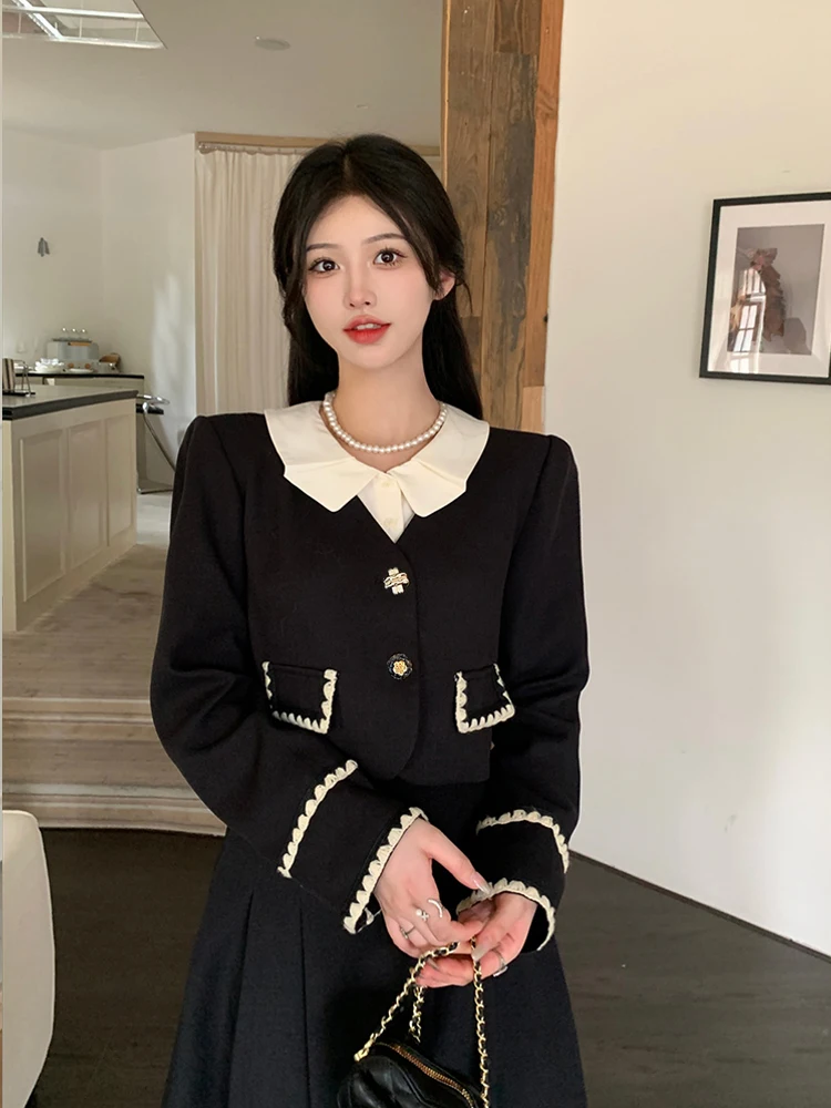 Женская осенне-зимняя черная повседневная куртка больших размеров на эластичной