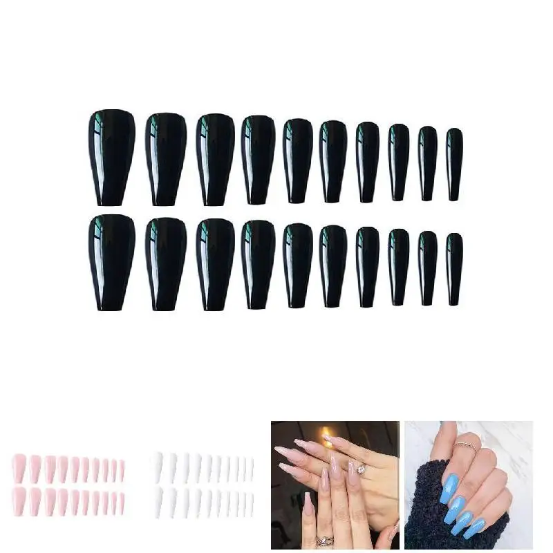 

20pcs Long Style Ballerina Fake Nails Colorful Square Head Wearable Fingernail Patches With Bright Finished Nails EF