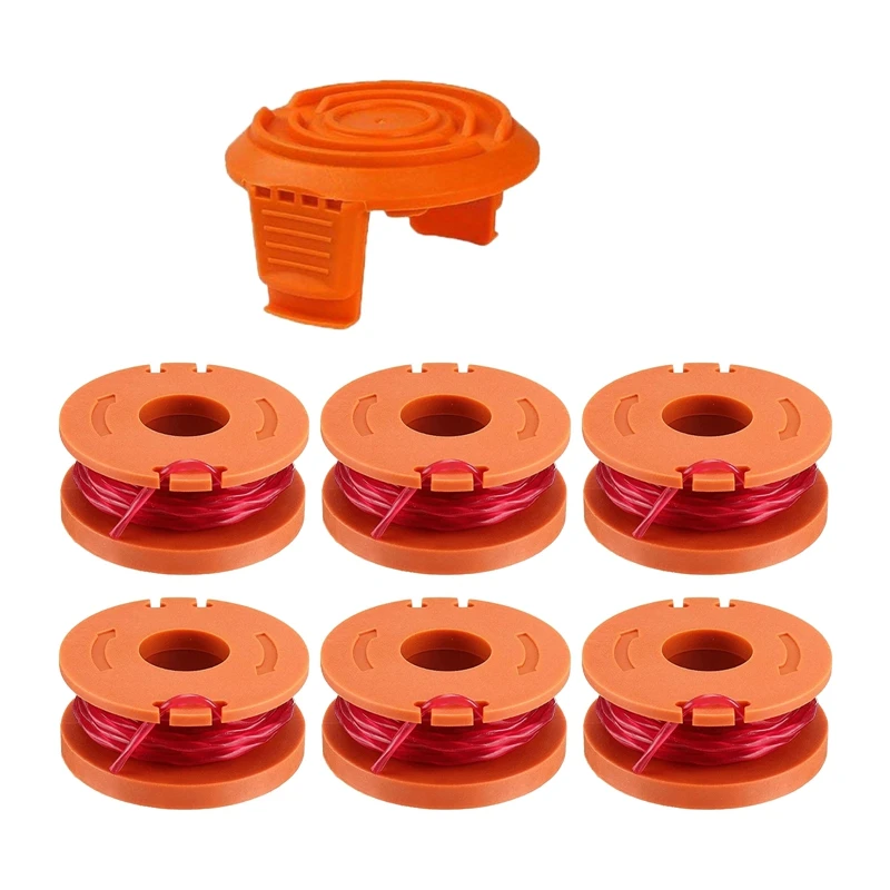 

10Ft 0.065inch Line String Trimmer Replacement Spool for Worx WA0010 String Trimmers Autofeed Spool (6 Spool, 1 Cap)