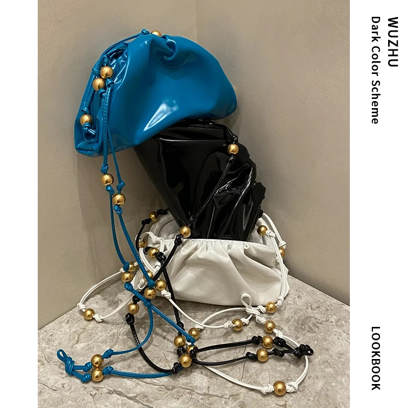 

Material Book Special-Interest Design Small Golden Balls Cloud Bag New Pleated Hand Holding Dumpling Bag Crossbody Small Bag