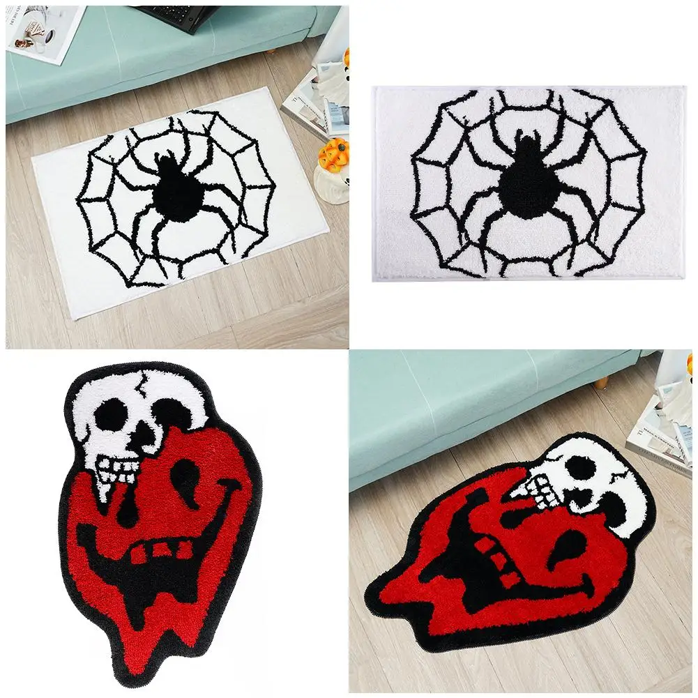 

Halloween Mini Cute Area Rugs Spider Pumpkin Skull Home Bathroom Mat Carpet Floor Decoration Anti-slip Bedroom Mat J4W0
