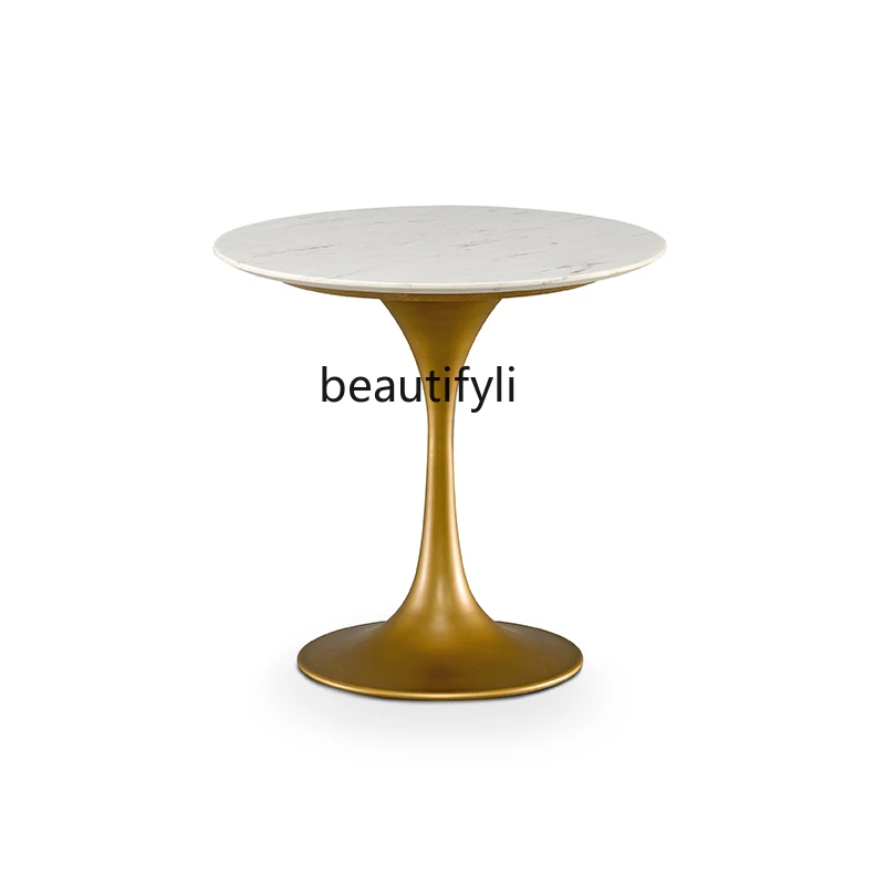 

zqCombined Tea Table Living Room Balcony Coffee Table Solid Wood Mild Luxury Marble Nordic round Coffee Table