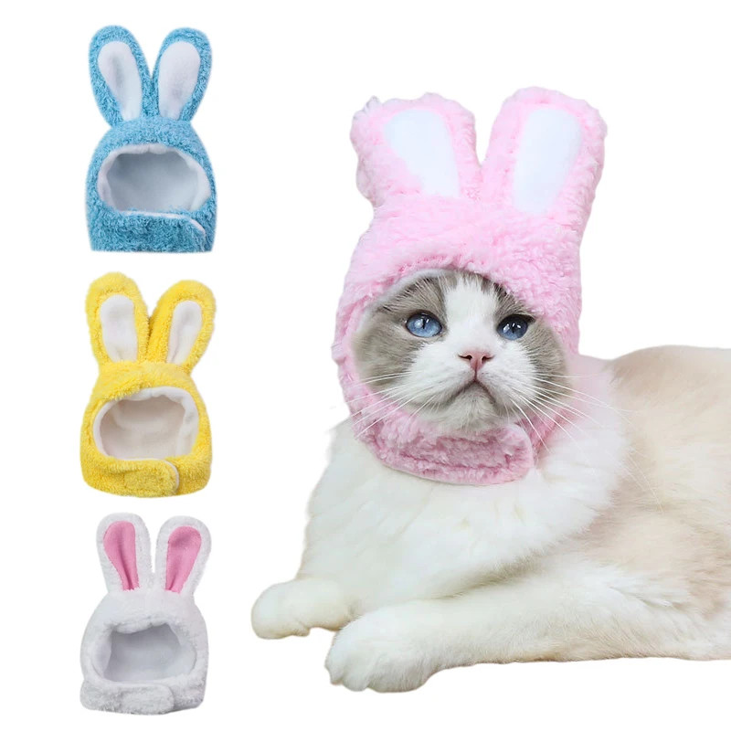

Cute Funny Pet Funny Cat Cap Bunny Headgear Rabbit Ears Cap Christmas Cosplay Costume Kitten Puppy Warm Hood Headwear Supplies