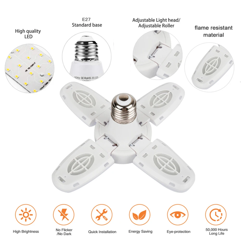 

Remote Control Industrial Bulbs Ceiling Lamp E27 28W Deformable With Led Light For Lighting Lights Garage Workshop Commercial