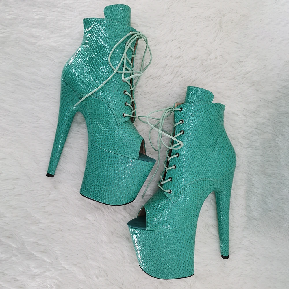 Leecabe  20CM/8inches  snakeskin upper   High Heel platform Pole Dance boot