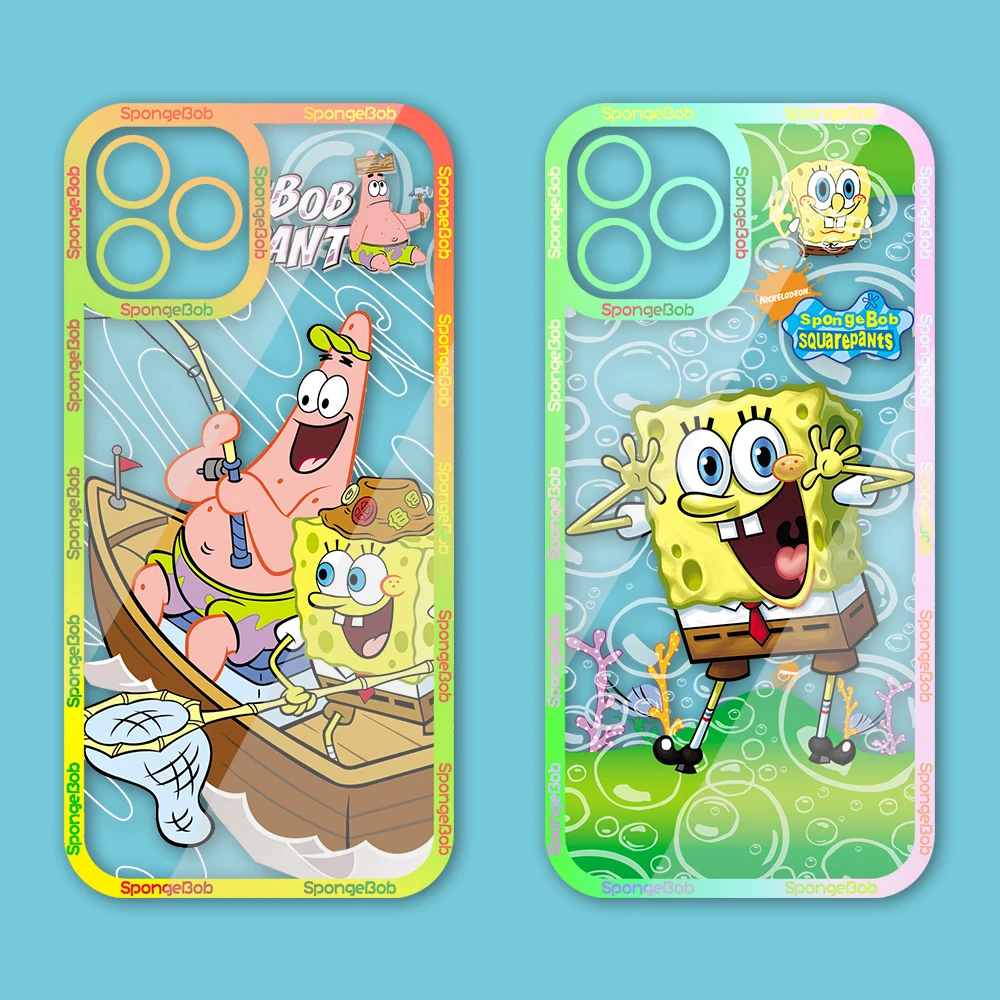 

Cartoon SpongeBob Best Friends Phone Case For iphone 13 12 11 Pro Max Mini XS 8 7 Plus X SE 2020 XR Transparent Soft Cover