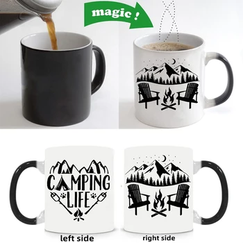 Camping Mugs Mountain Camping Cups Adventure Mug Vacation Hiking Mug Gifts Water Milk Drinkware Color Changing Magic Coffee Mugs