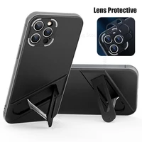 kickstand case for iphone 13 pro max camera lens protective cover for apple 12 pro max invisible bracket hard pc shockproof case