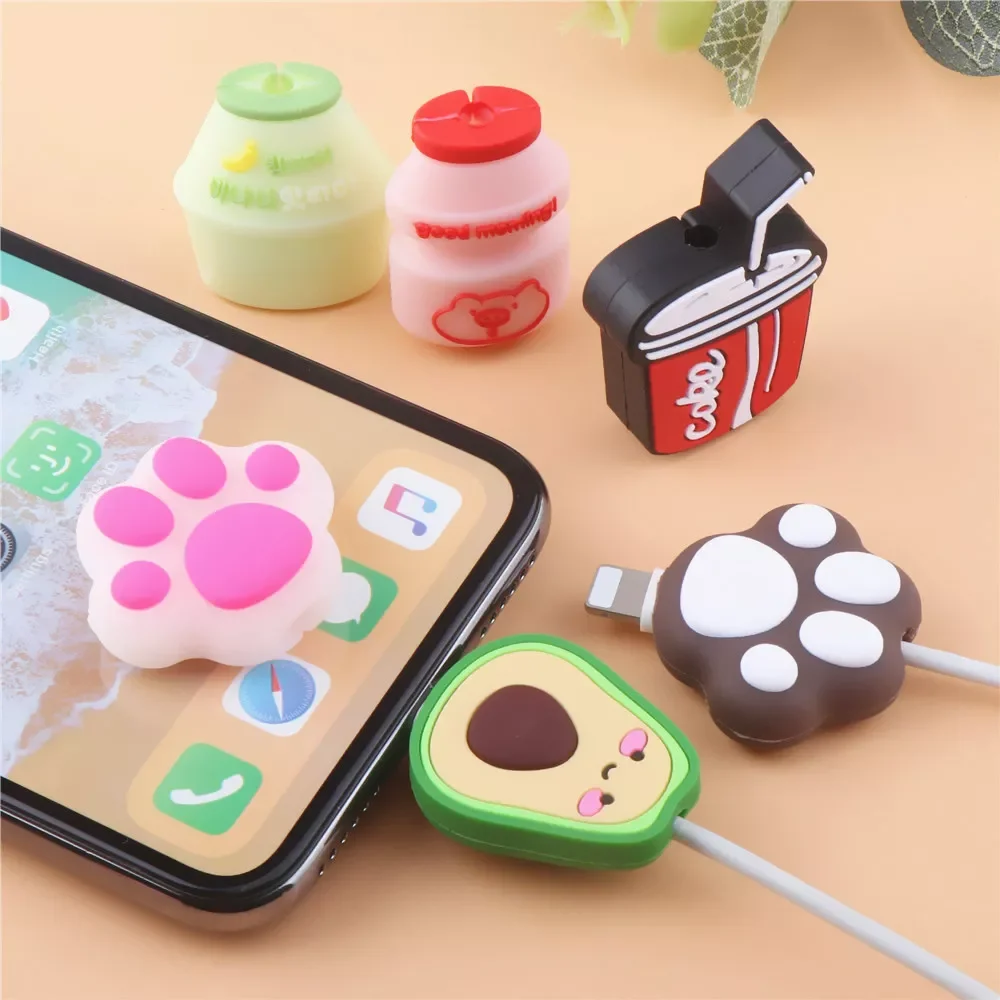 

Drinks Silicone Cable Protector Cute Cat Paw Animal Cable Bite Protector Cartoon Cover For iphone12Pro Cable Organizer Winder