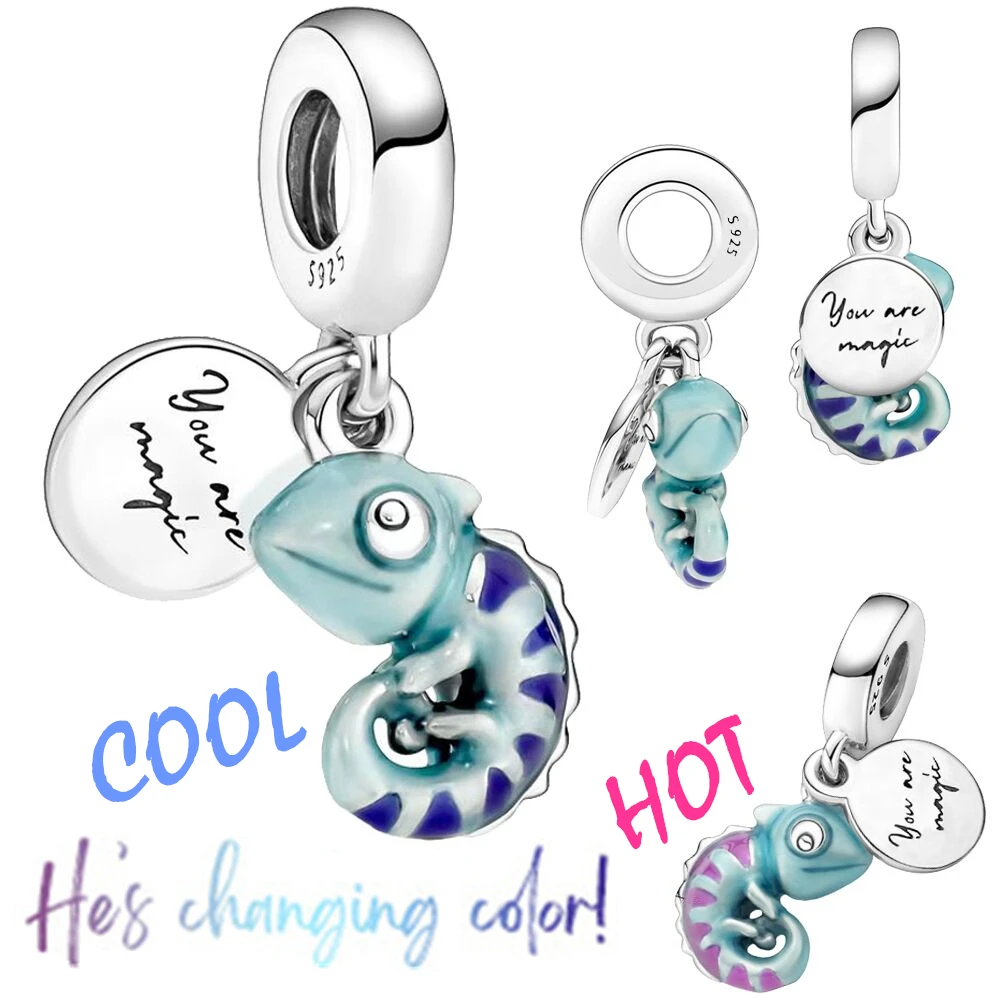 

NEW Ocean Series 925 Sterling Silver Jewelry Murano Glass Chameleon Charm Pendant Bead Fit Pandora Original Bracelet Women Gift