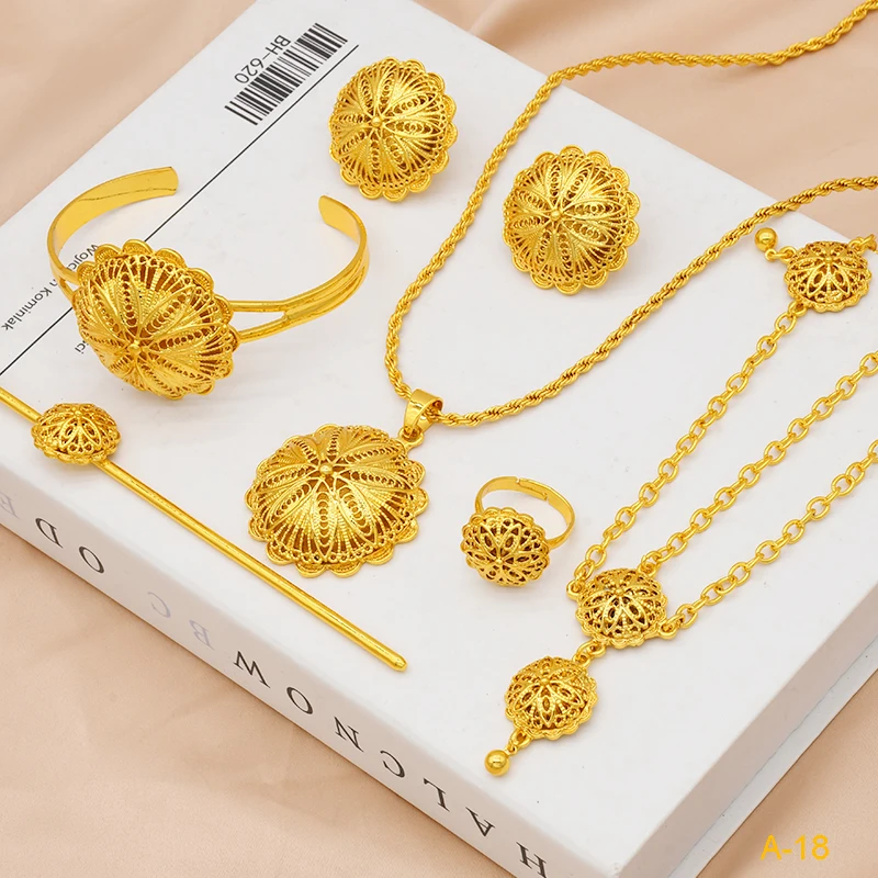 Новый позолоченный набор украшений ANIID в форме эфиопского цветка из 6 предметов
