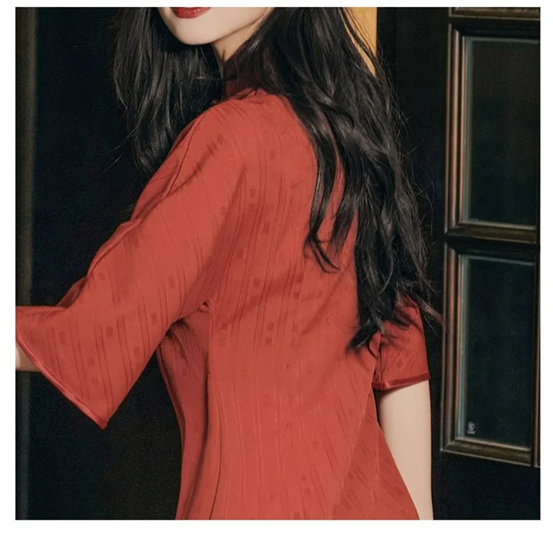 FIKOO Женские темно-красные Cheongsam платья S2655