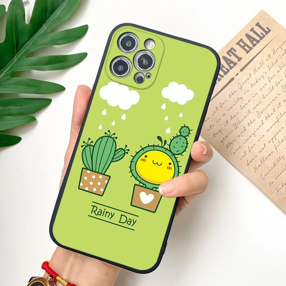 Для iphone 16 15 Pro 14 13 12 Mini 11 7 8 Plus XS Max XR Tropical Cactus Plants Мультяшные матовые полупрозрачные