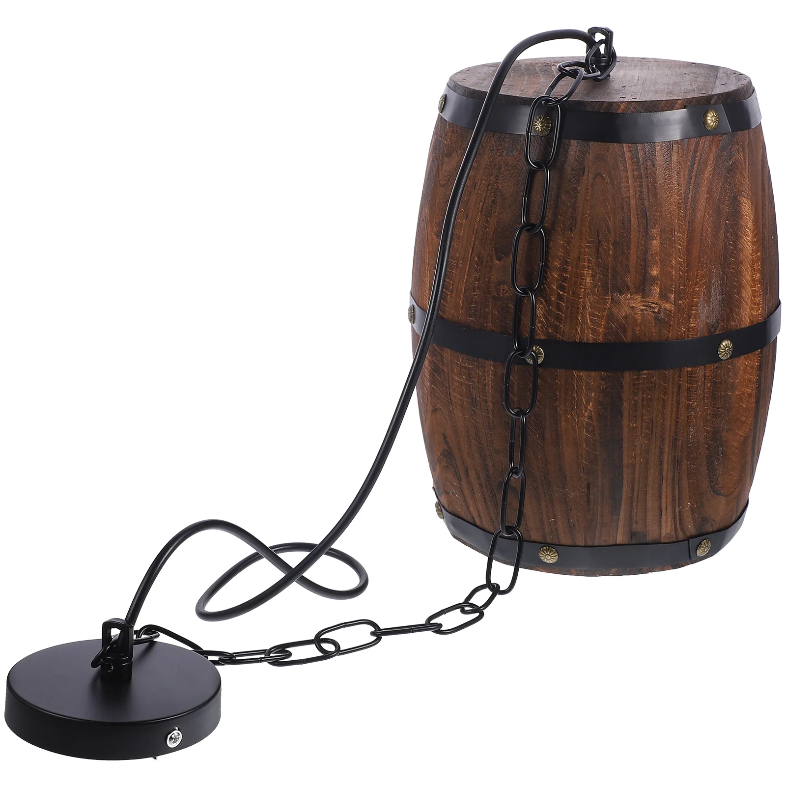 

Light Bulb Retro Chandelier Bucket Farmhouse Lamp Shade Wood Outdoor Ceiling