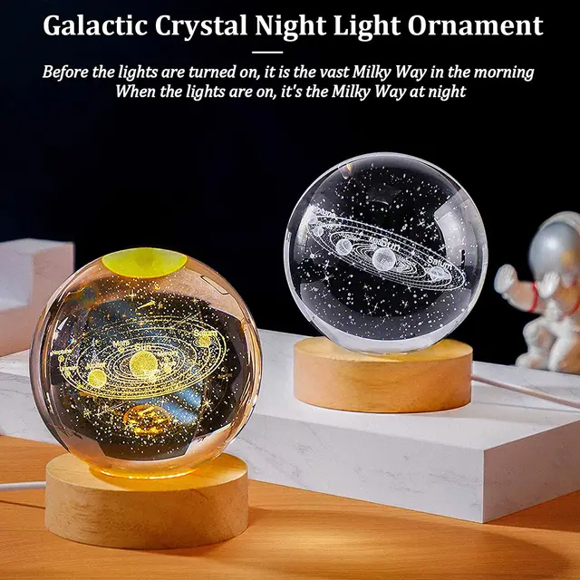 3D Planet Moon USB LED Night Light: Cosmic Crystal Ball Table Lamp for Kids' Bedroom, Home Decor, and Birthday Gifts 6