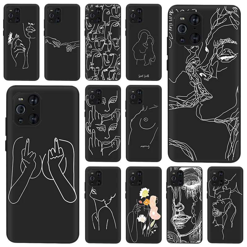 Женская Обложка для OPPO Reno 6 4 3 Pro чехол для телефона A53 A52 A95 K9 A74 A94 A93 A55 A9 Ace F11 Find X2 абстрактная девушка поцелуй цветок линия искусство