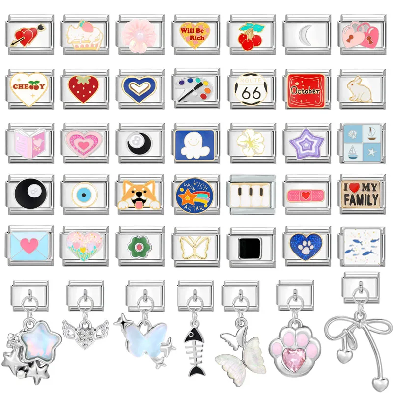 Браслет из нержавеющей стали с кулоном в виде сердца луны звезды