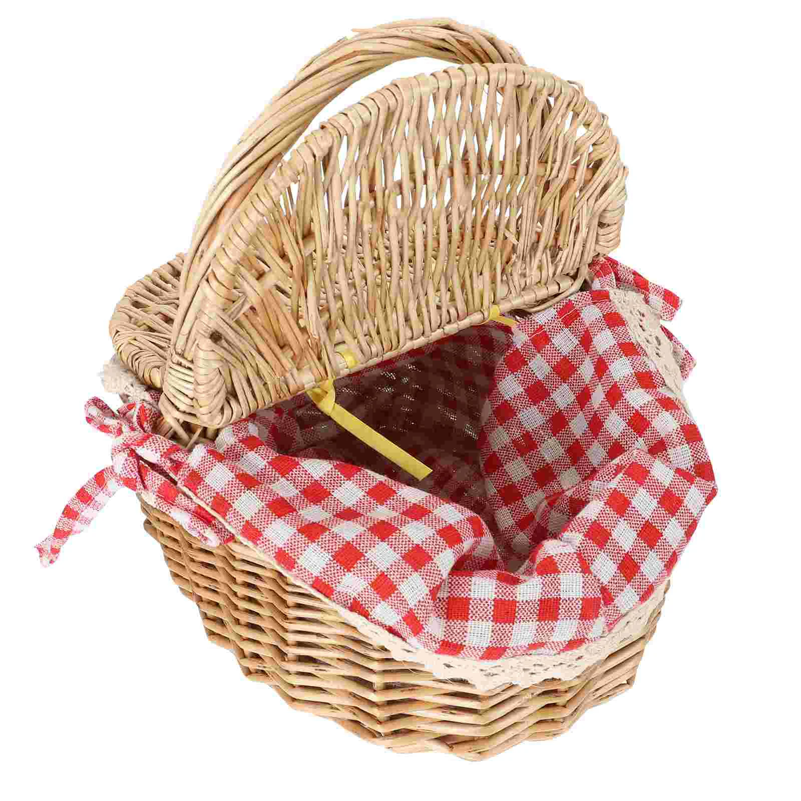 

Picnic Basket Weaving Storage Vegetable Home Food Snack Bread Fruit Serving Veggie Tray Lid