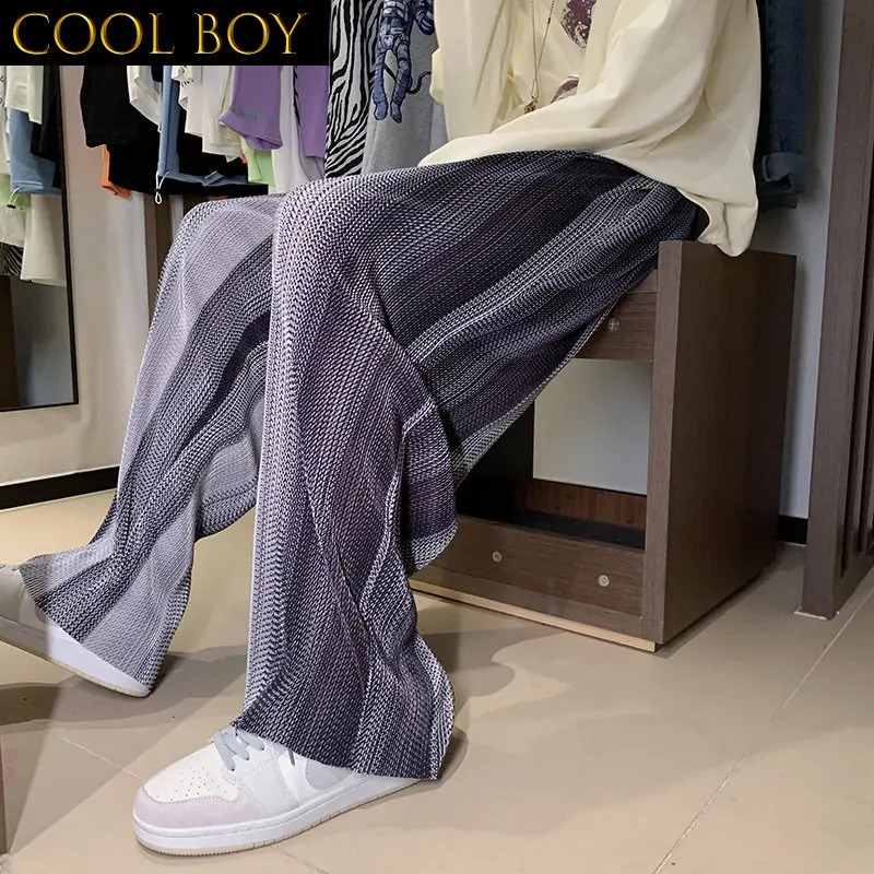 

E BOY Striped Men Casual Pants Straight Couples Plus Size S-3XL Hip Hop Baggy Old Fashion Mopping Trousers Spring Pantalones