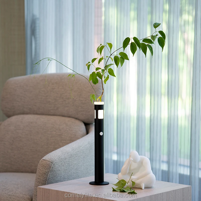 

Minimalism Style Metal Type-c Charging Port Home Decor Restaurant Dinning Table Flower Arranging Vase Warm Light Led Lamp