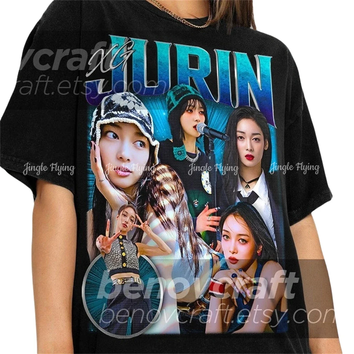 Фото Xg Jurin Ретро 90-х годов футболка с потертостями Kpop рубашка подарок для женщин и мужчин №3