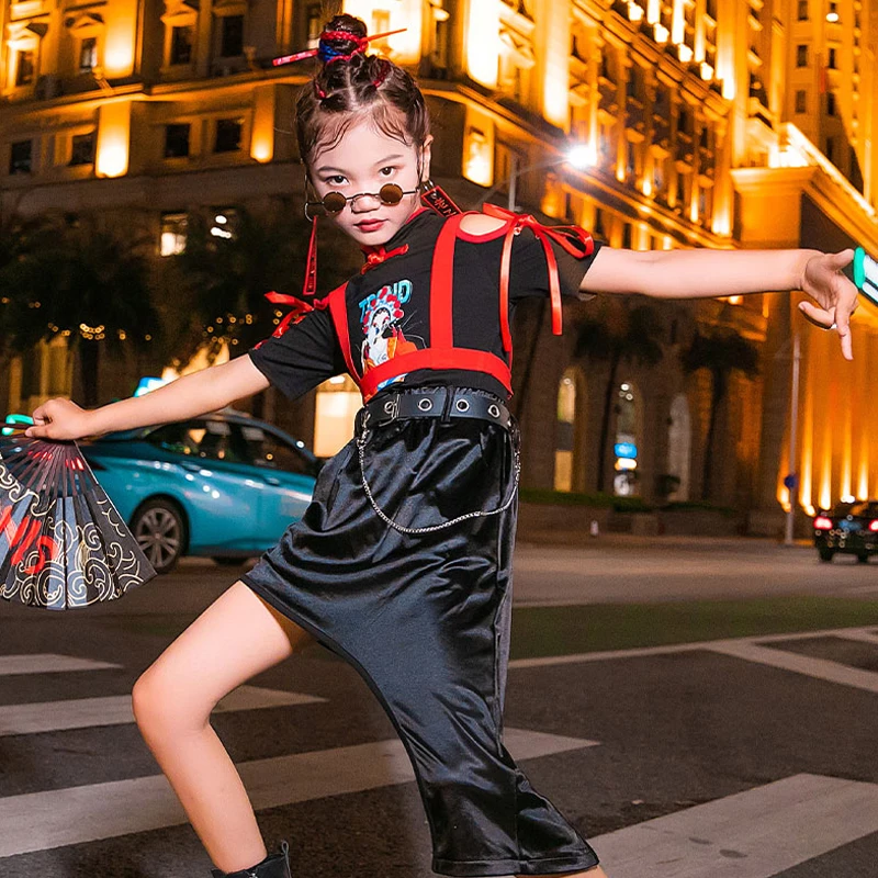 

New Modern Street Dance Stage Performance Costumes Girls Jazz Dance Clothing Kids Hip Hop Suit Festival Rave Outfits 2022 CM