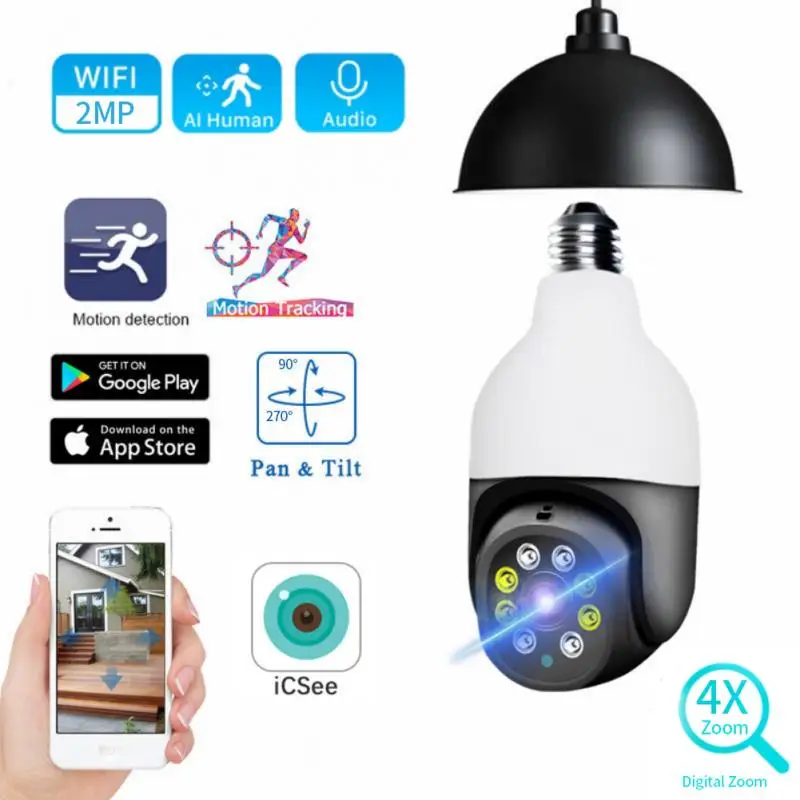 

Wireless Camera Smart 270°Panorama IP Camera Light Bulb Home Security CCTV Surveillance Pet Camera Baby Monitor Full Color