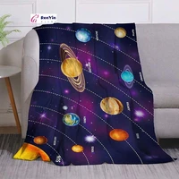 miblor bright planets on solar system on colorful deep space blanket super soft warm plush flannel throw blanket for sofa bed