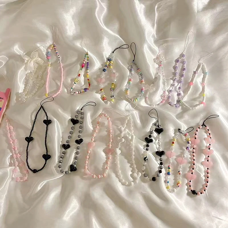 Colorful Candy Hearts Key Chain Ladies Fashion Cute Romantic Vintage Keychain Charm Korea 90s Aesthetic Bag Phone Chain Gift New