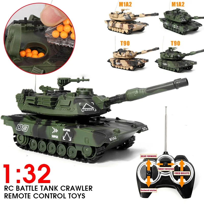 

1:32 Military War RC Battle Tank Heavy Large Interactive Remote Control Toy Car with Shoot Bullets Model Electronic Boy Toys