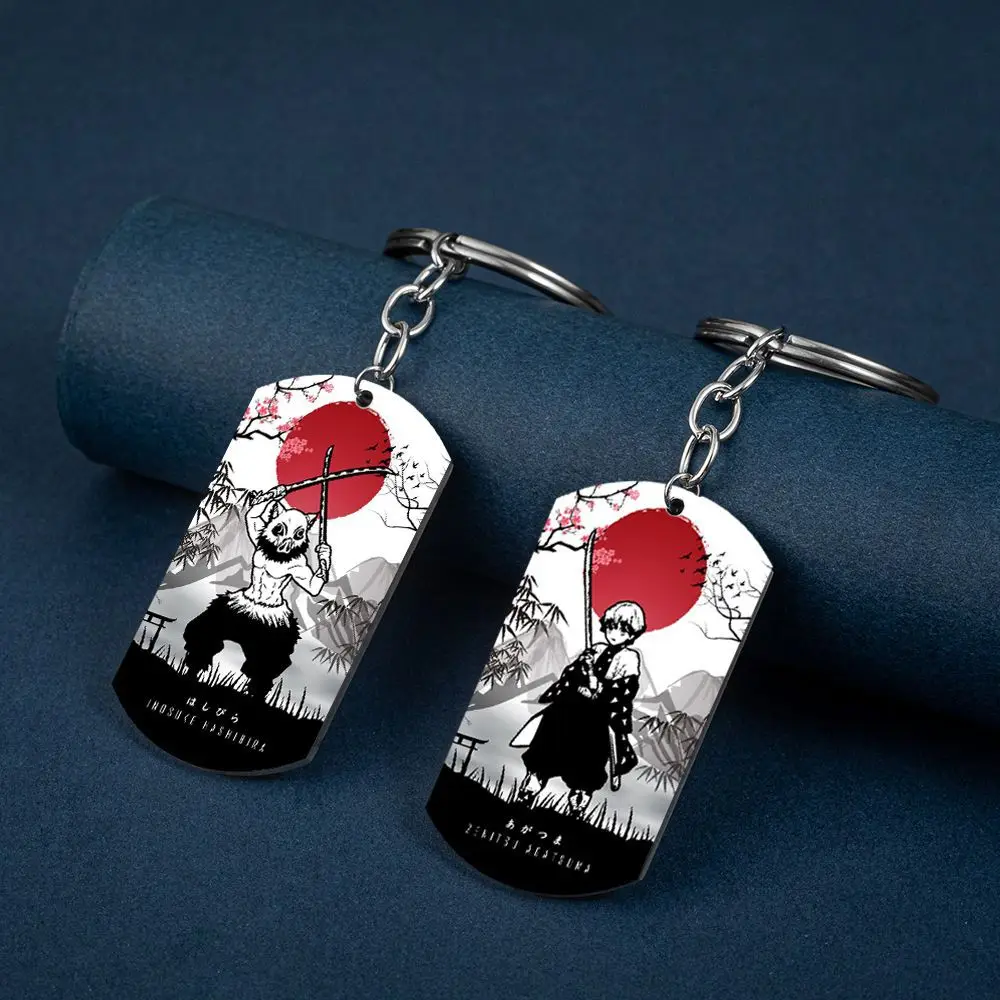 

Kimetsu no Yaiba Color Printing Stainless Steel Keychain Anime Demon Slayer Keyring Bag Pendants Jewelry Accessories Gifts Boys