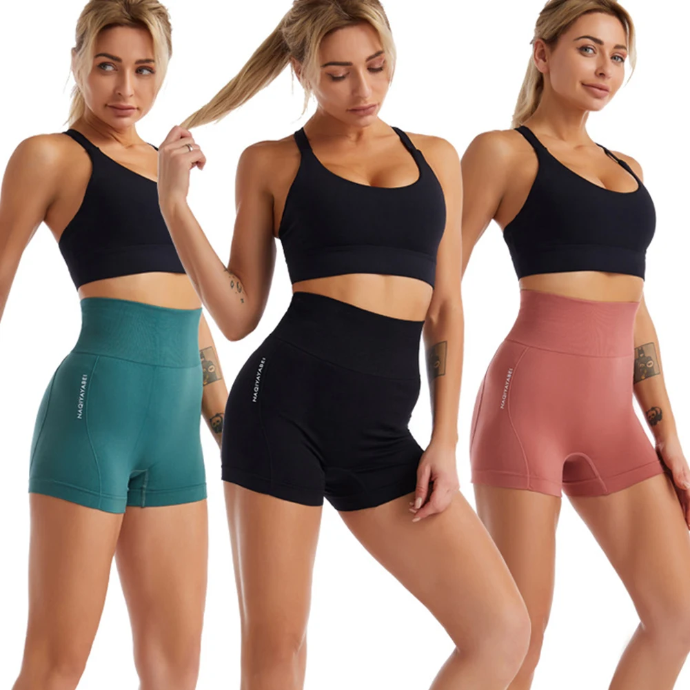 

Женские спортивные шорты с завышенной талией, женские короткие штаны для бега, бега, подтягивания бедер, тренировок, тренажерного зала, фитн...