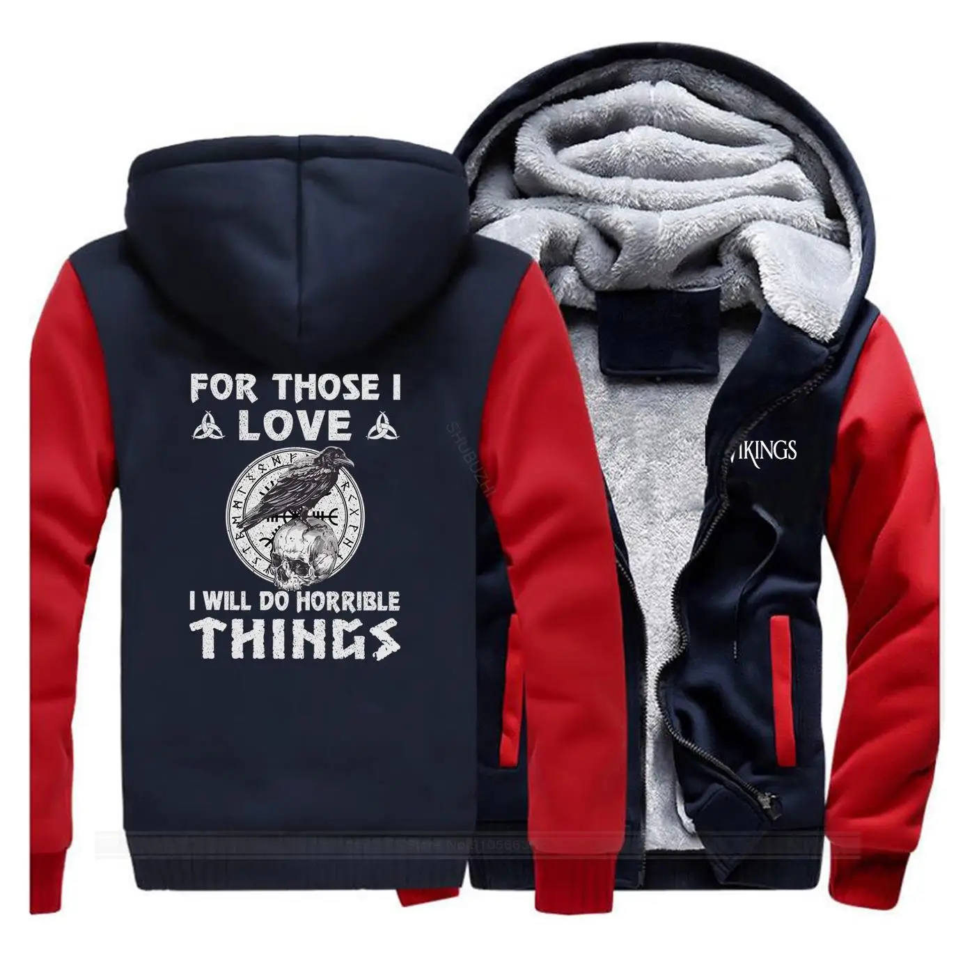 

Толстовка с капюшоном для тех, которые я люблю, я буду делать ужасные вещи, толстая зимняя куртка с вороном на черепе, пальто викингов, Мужска...
