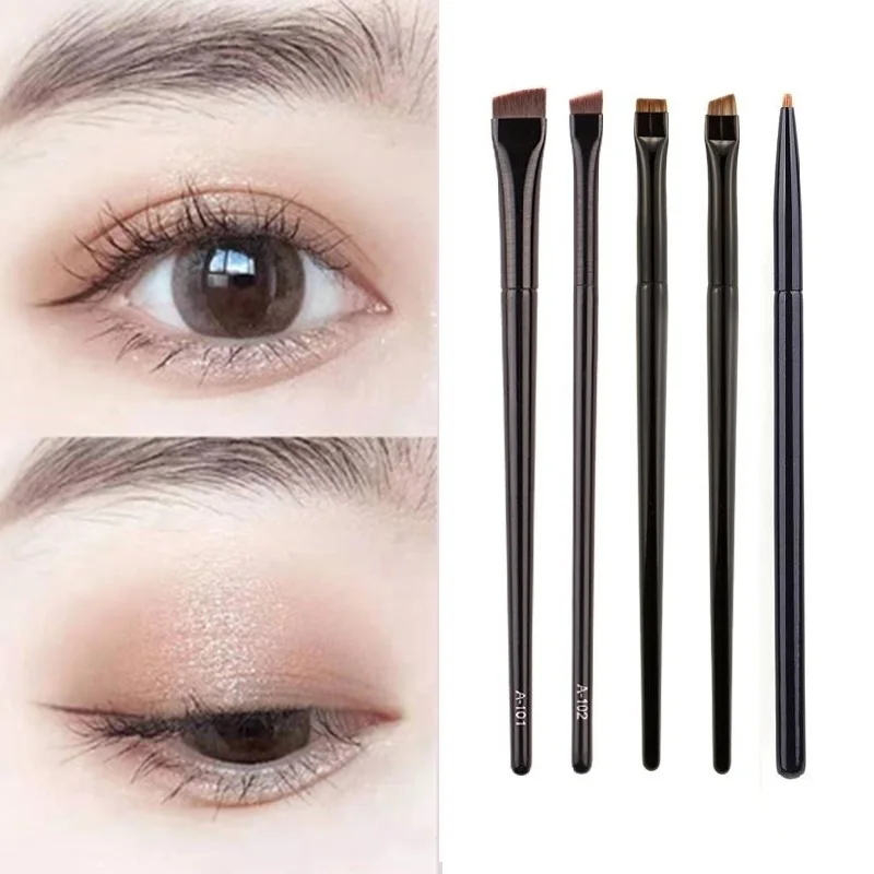 

Professional Eye Makeup Brushes Black Flat Eyeliner Brush Eyebrow Application Lip Makeup Brush Eye Patch Makeup Tools 2/3pcs