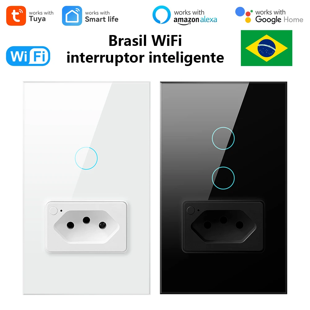 

Tuya WiFi Switch Wall Socket Brasil interruptor inteligente Touch Control Voice Smart Home Control Support Alexa Google Home