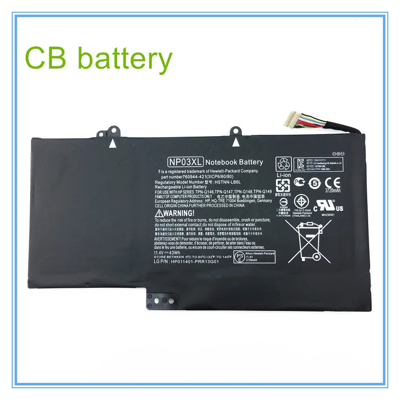 Аккумулятор для ноутбука NP03XL X360 13-A010DX TPN-Q146 TPN-Q147 TPN-Q148 HSTNN-LB6L 760944 -421 15-U010DX