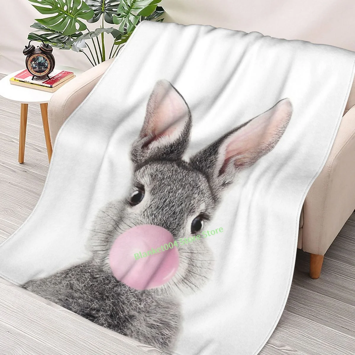 

Bunny With Bubble Gum Throw Blanket 3D printed sofa bedroom decorative blanket children adult Christmas gift