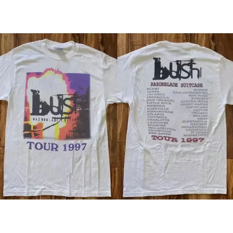 Фото Винтажная футболка Bush Band Razorblade Suitcase Tour 1997 для фанатов музыки, все размеры №1