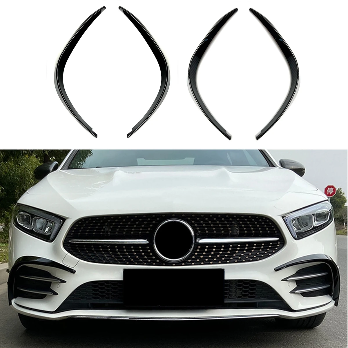 For Mercedes A Class W177 Front Bumper Spoiler Splitter Air Vent Fog Lamp Grille Trim A180 A200 A220 A35 AMG 2019-2022 Tuning For Mercedes A Class W177 Front Bumper Spoiler Splitter Air Vent Fog Lamp Grille Trim A180 A200 A220 A35 AMG 2019-2022 Tuning