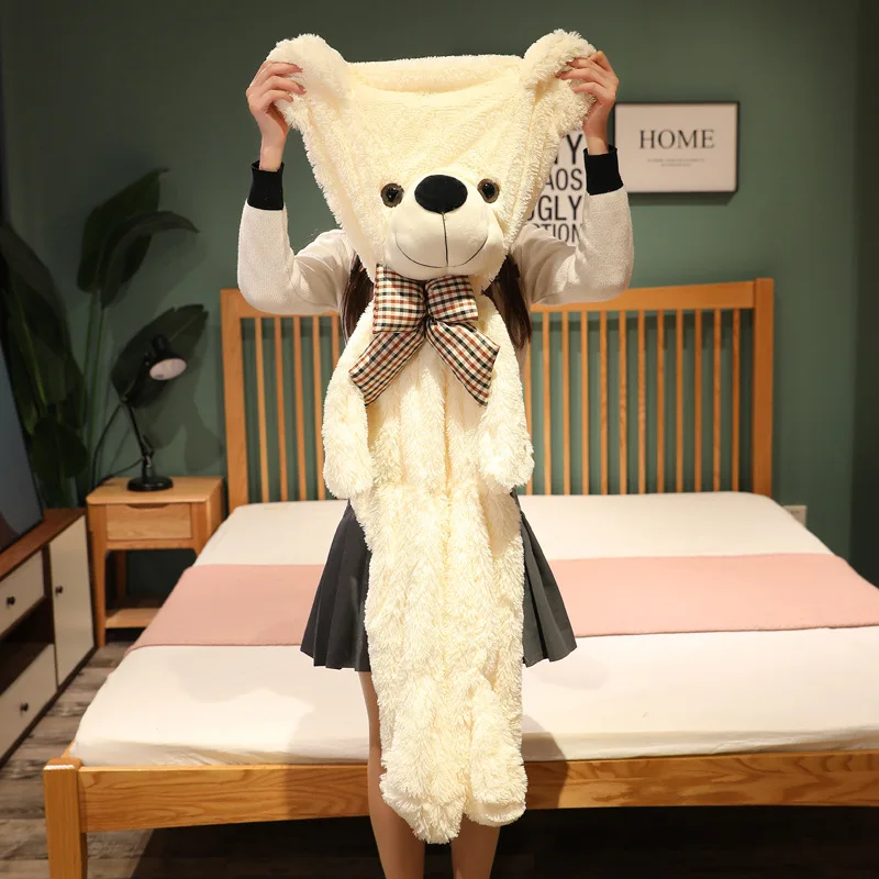 60-200cm Cute Giant Size Unstuffed Empty Teddy Bear Plush Toys Girl Soft Animal Empty Skin Bow Bear Doll Gift